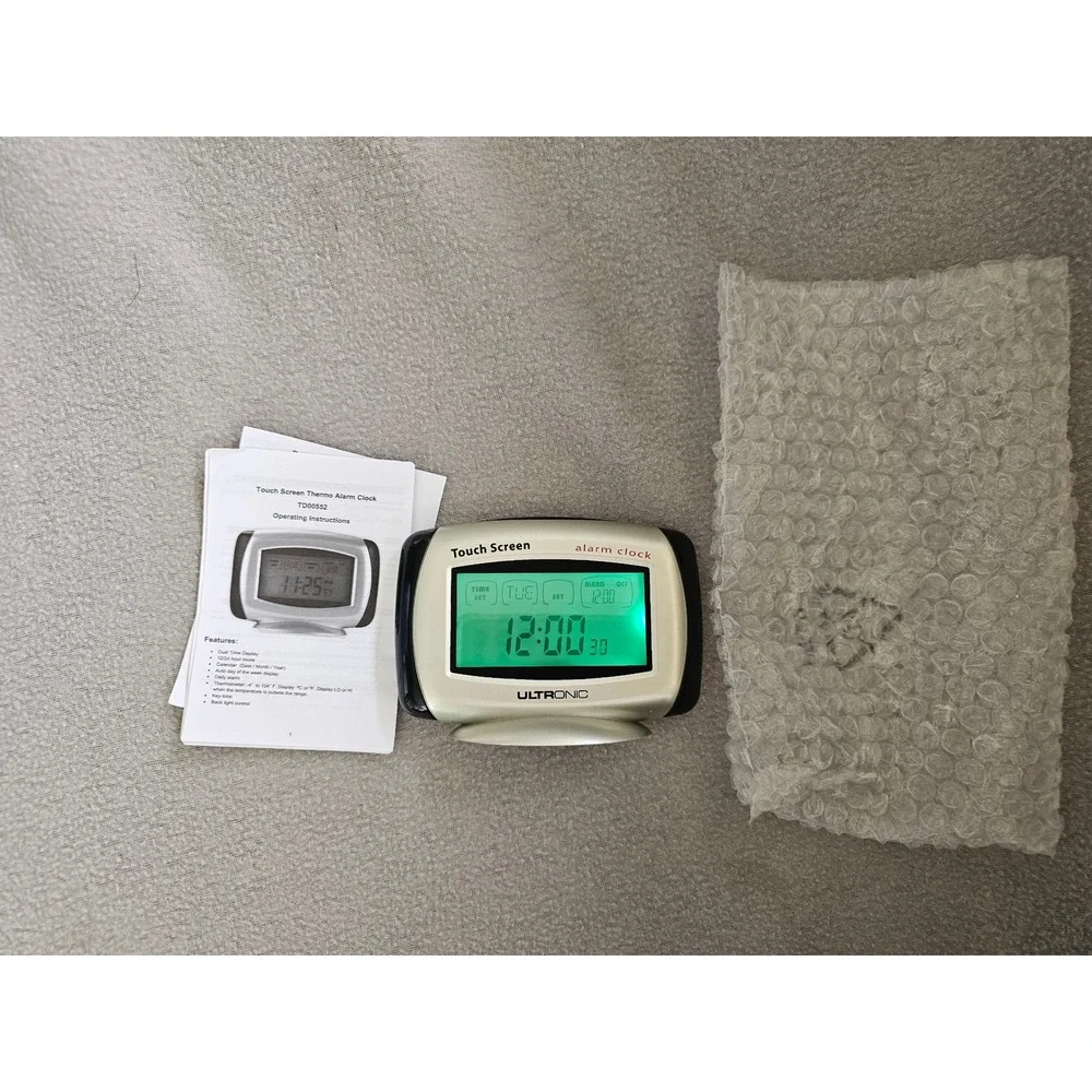 Ultronic TD00552 touch screen thermo alarm clock tested works light up